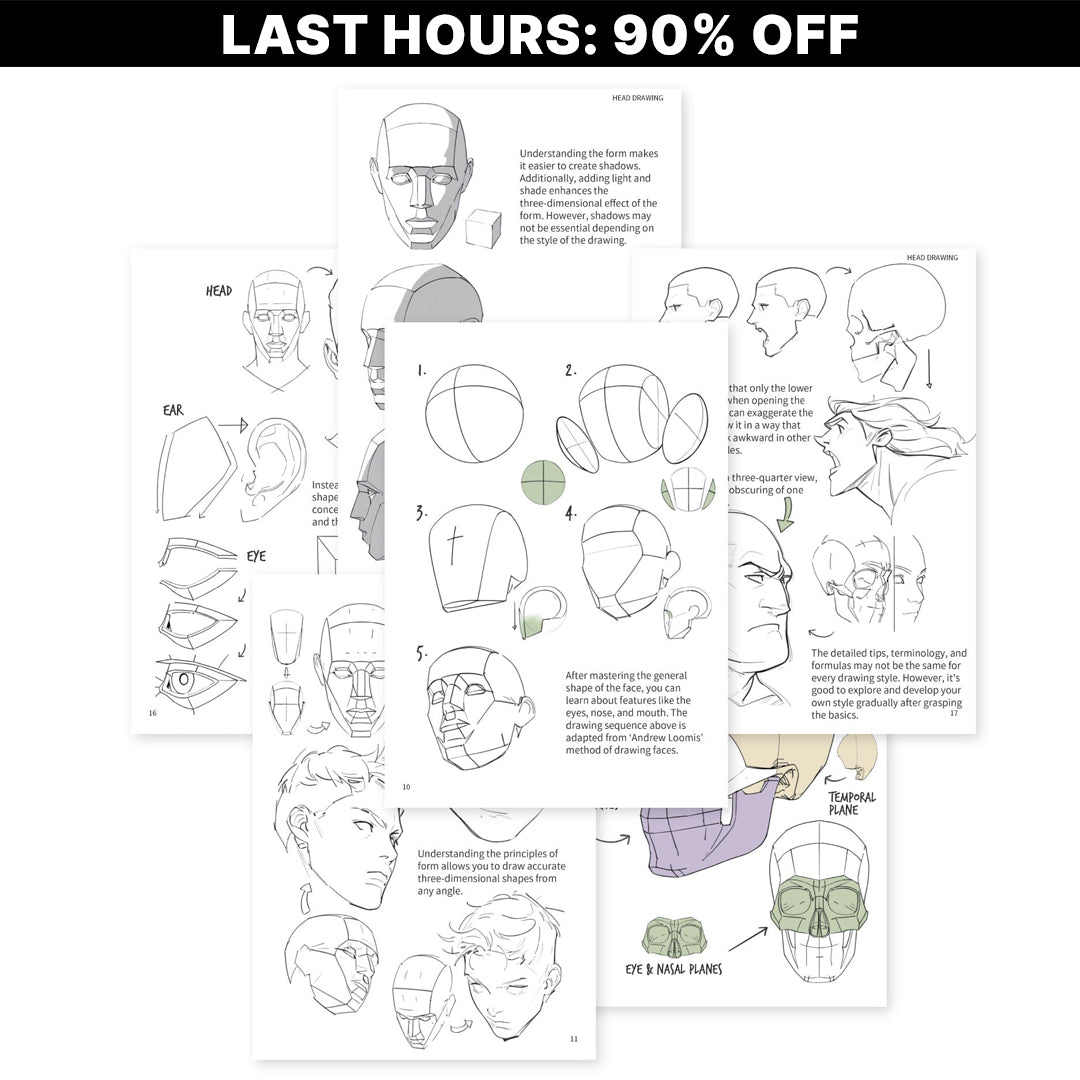 The Ultimate Head Drawing E-Book - 200 Pages (90% OFF)