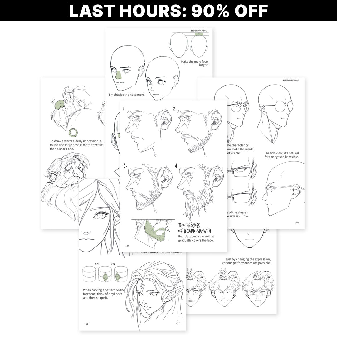 The Ultimate Head Drawing E-Book - 200 Pages (90% OFF)